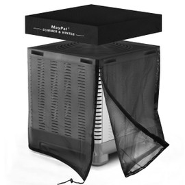 MayPal 2 in 1 Air Conditioner Covers for Outside Units,Full Mesh & Detachable Waterproof Top AC Unit Defender Cover for All Season,Protect from Leaves,Snow & Dust 32"*32"*36"