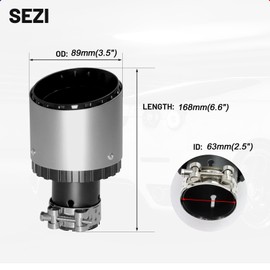 Krtopo Exhaust Tips Silencer Silver 2.5 Inch 63 mm Inlet 3.5 Inch 89 mm Outlet Exhaust Pipe Stainless Steel Aluminium Alloy Rear