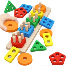 LUHI Juguetes apilables de clasificación, Juguetes sensoriales Coloridos, Juguetes educativos con Bloques de construcción, Set de geometría Montessori.