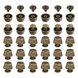 HARFINGTON 30set Flat Head Stud Spike 12mm Metal Purse Feet Handbag Nail Head Stud Flat Buckle Button Cap Cone Rivets Bucket Spike Tool Set for DIY Leather Craft, Bronze