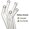48 Pack Bent Glass Straws for Smoothies, Reusable Straws Glass