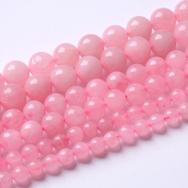 Cuentas de cuarzo rosa natural de 8 mm Cuentas de cristal de energía rosas redondas sueltas para hacer joyas Pulseras DIY 38 cm 45 piezas