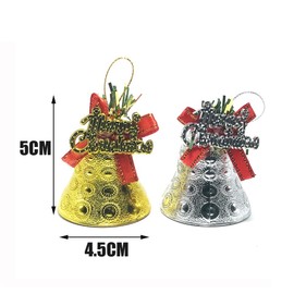 8PCS 4.5CM Christmas Bells Ornaments Christmas Tree Plastic Bells Pendants Christmas Craft Hanging Bells for Christmas Holiday Party Decoration(Gold and Silver)