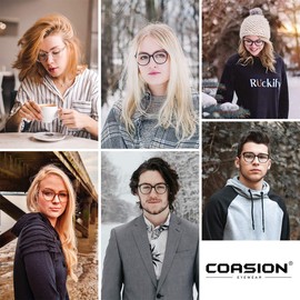 COASION Blue Light Blocking Glasses for Women Vintage Round Anti Blue Ray Computer Game Eyeglasses (Clear Pink/Gold + Black/Black)