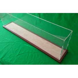 AcrylicJob 15"L x 4"W x 12"H display case with 1/8" thick acrylic brown wood frame base