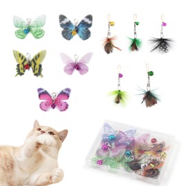SONGWAY Cat Toy Replacement 5 Butterflies, 5 Small Flying Bugs with Storage Box