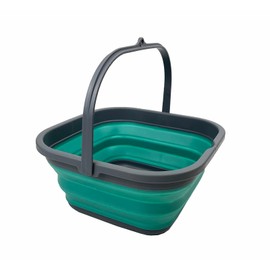 SAMMART 5.5L Collapsible Square Handy Bucket/Foldable Square Water Bucket/Portable Tub with Handle. (Grey/Turquoise Blue)