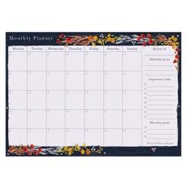 Making Meadows | Navy Blue Bird Monthly Planner Pad | A4 Tear Off Month Planning Pad Notepad with Monthly Goals & Important Tasks | 50 Undated Sheets & 100gsm Paper | Premium Stationery