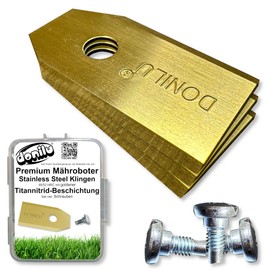 15 x Donilu® Titanium Blade Blades - Compatible with Husqvarna Automower, Gardena, Greenworks, Ferrex, Flymo, Matrix, McCulloch, Powerworks, Segway, Yard Force - Robotic Lawnmower Replacement Blade as