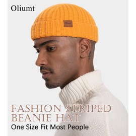 Oliumt Fisherman Short Beanie Hats Skull Cap for Men (US, Alpha, One Size, Yellow)