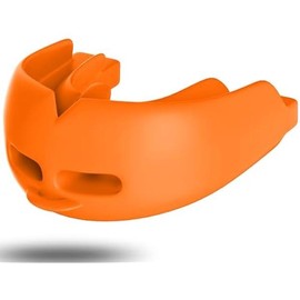 Mouth Guard for Youth & Adults with Braces - Soft, No Boiling Required, Perfect for Football, Taekwondo, Jujitsu, and Karate Athletic Equipment Safety - Color: Dark Orange/Strapped