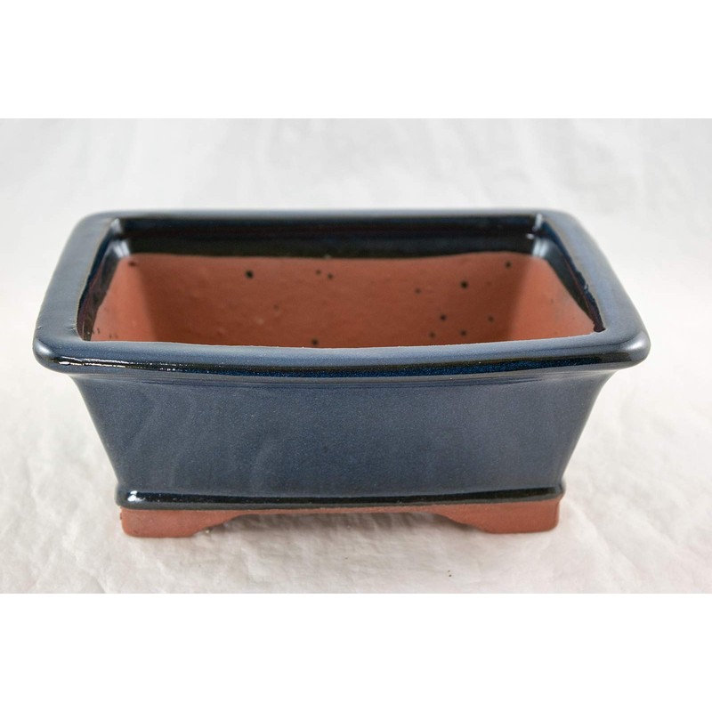 Rectangular Glazed Bonsai Pot, Cactus & Succulent Planter with Mesh