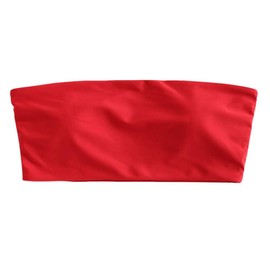 ZAFUL Women's Bandeau Bikini Top Strapless Solid Color Top Bathing Suit Swimsuit Top (1-Top Only - Red,M)