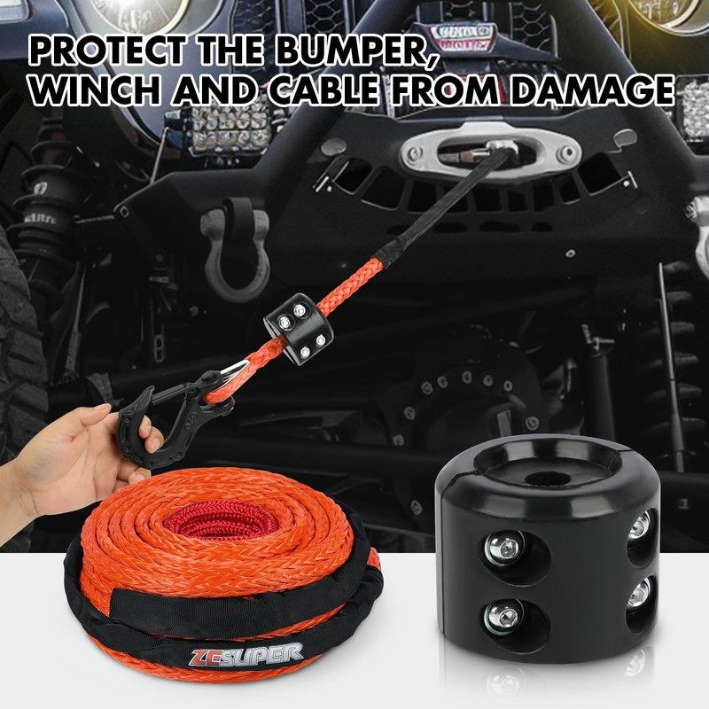 ZESUPER 3/8" x 100ft Synthetic Winch Rope Dyneema 12 Strand