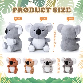 Lenwen 5 Pcs Koala Bear Plush Stuffed Animal 13.78'' Mommy Koala Plush Toy with 4 Cute 3.94'' Babies in Zippered Belly Soft Cuddly Plushies for Birthday Baby Shower Party Favors Home Sofa Decors