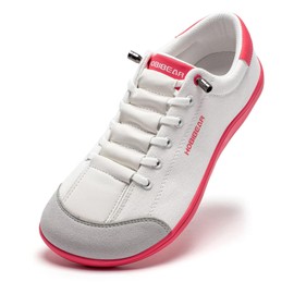HOBIBEAR Scarpe unisex larghe a piedi nudi, da donna, uomo, minimalista, per attività all'aperto, trail running, leggere e comode, bianco, rosa, rosso, 40 EU Larga
