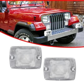 GTINTHEBOX Fits Jeep 1987-1995 Wrangler YJ Clear Front Turn Signal Parking Lights Housings