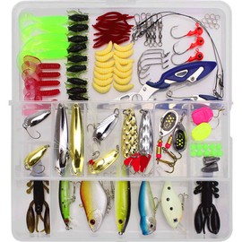 VOANZO 101pcs Fishing Lures Kit Fish Baits Kit Set with Tackle Box Including Crankbaits Swimbaits Spinnerbaits Swivels Fishing Offset Hooks for Bass Trout Salmon