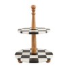 Mud Pie Checkered Marble Tiered Server; 16" x 12" dia