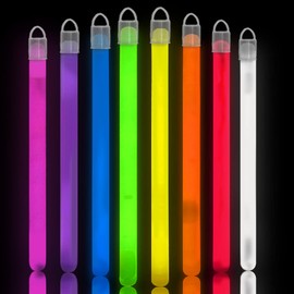 Large Glow Sticks Party Packs 8 Inch - 16 Pcs UV Non Toxic Glow in The Dark Kids Party Favours in 8 Colours - Neon Lights Party Supplies, Birthdays, Weddings, Pool Parties - BIGGER Size BRIGHTER Glow