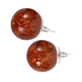 Baluue 1 Pairs Elegant Resin Ball Earrings for Women Lightweight Comfortable Studs Autumn Winter Fashion Jewelry for Prom Weddings Valentine Day