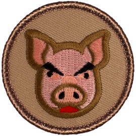 Spazzy Pig Patrol Patch - 2" Diameter Round Embroidered Patch (Hook & Loop Fastener)