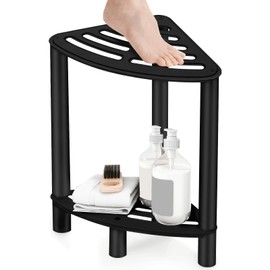 VOTZAAQ Stainless Steel Shower Stool, Shower Stool for Inside Shower,Corner Shower Bench for Shaving Legs，Shower Foot Rest for Small Bathroom, Matte Black Shower Seat