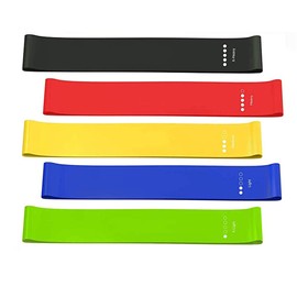 Bandas de Resistencia, Set de 5 Elástico Ejercicio Bandas para Entrenamiento de Fitness Corporal con Bolsa de Transporte para Hombres y Mujeres