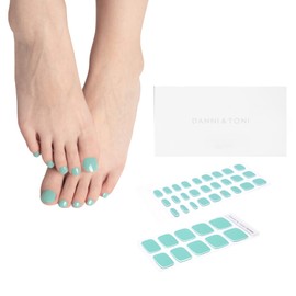 DANNI & TONI Semi-Cured Gel Nail Foils (Cyanic Embrace) Blue Plain Shiny Gel Nail Stickers, Pedi Wraps Toenails Nail Foil Pedicure Wraps 37 Stickers