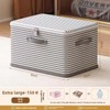 Foldable Storage Box with Lid - Durable Beige Checkered Organizer