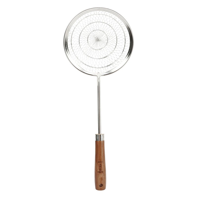 Strainer Spoon Long Wooden Handle 304 Stainless Steel Anti Scald