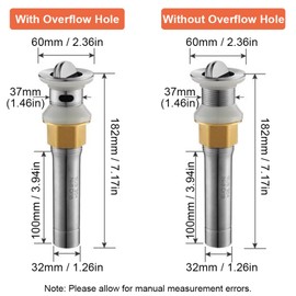 SEIWEI Bad Waschbecken Abfluss ohne Überlauf, Edelstahl Waschbecken Flip Drain Stopper für Küche Bad