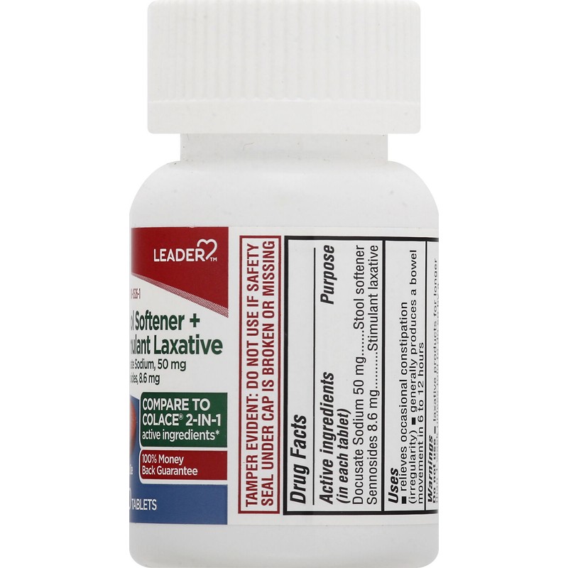Leader Stool Softener Stimulant Laxative Tablet 58.6 mg 100 count