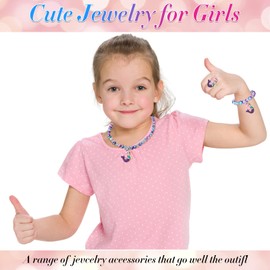 Wingchold Girls Jewelry Mermaid Necklace Bracelet Ring Set Dress up Pretend Play Jewelry Gifts Kids Toddler Mermaid Party Costume Jewelry Supplies