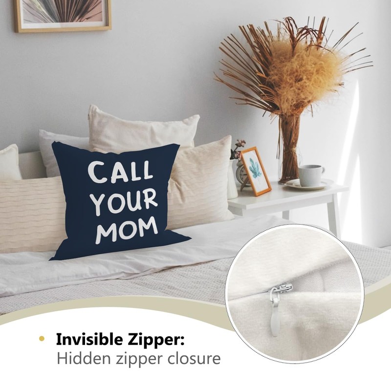HONLUNG Call Your Mom Throw Pillow Cover 18x18,Funny College Dorm