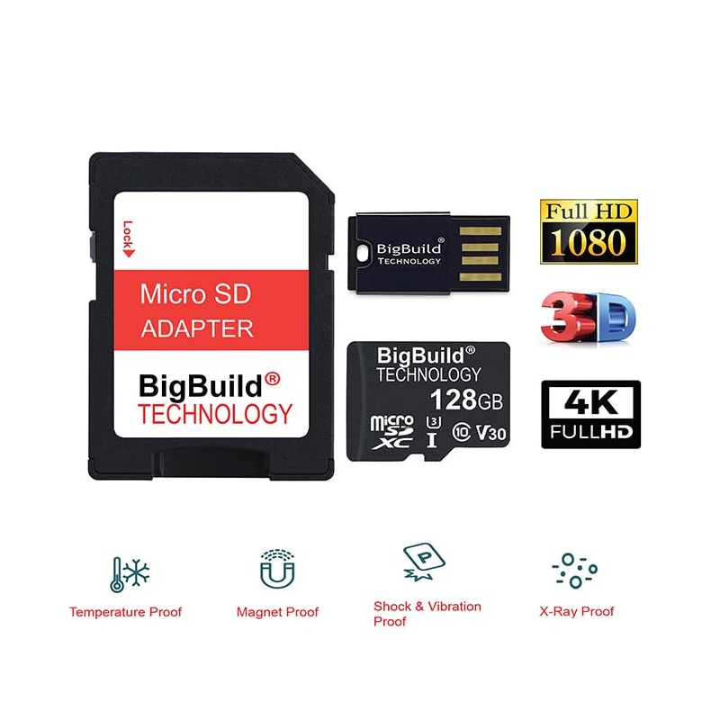 eMemoryCards 128GB Ultra-Fast 100MB/s U3 microSDXC Memory Card Compatible with