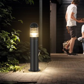 SUSSLI Landscape Path Light Modern Black Round Pathway Light Outdoor Bollard Lights IP65 Waterproof Outdoor E26 Walkway Lights Outside Housing Floor Lamp Exterior Lawn Post Path Lamps for Patio Yard