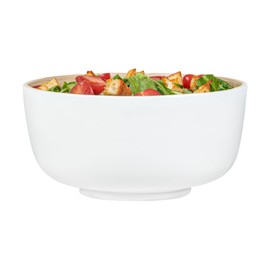 Bambuddha 15 Ounce Small Salad Bowl, 1 Heavy-Duty Round Salad Bowl - Sustainable, Reusable, White Bamboo Serving Bowl, for Serving Salads, Fruits, and Appetizers - Restaurantware