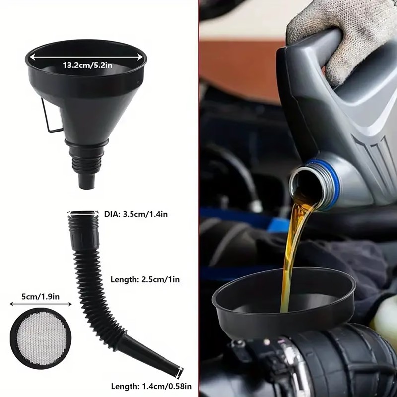 8 or 11-Piece Automotive Funnel Set – Plastic Wide-Mouth Funnels