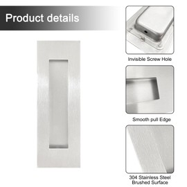 Recessed Finger Flush Pulls with Edge Pull - Suitable for Pocket Door,Closet Door,Sliding Doors, Barn Door Handle Hardware (Sliver, 6inch)