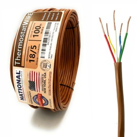 18/5 100Ft. NATIONAL Wire&Cable Thermostat Doorbell HVAC Heating Control Professional Cable Wire - Made in USA - 100% Solid Copper Conductors, CL2 ETL Listed, Low Voltage Applications Use