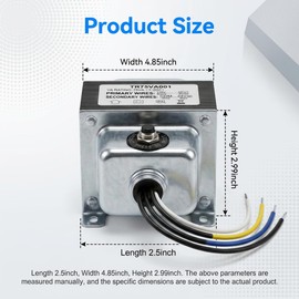 TR75VA001 75 VA Transformer, 120 to 24 VA Transformer with Circuit Breaker