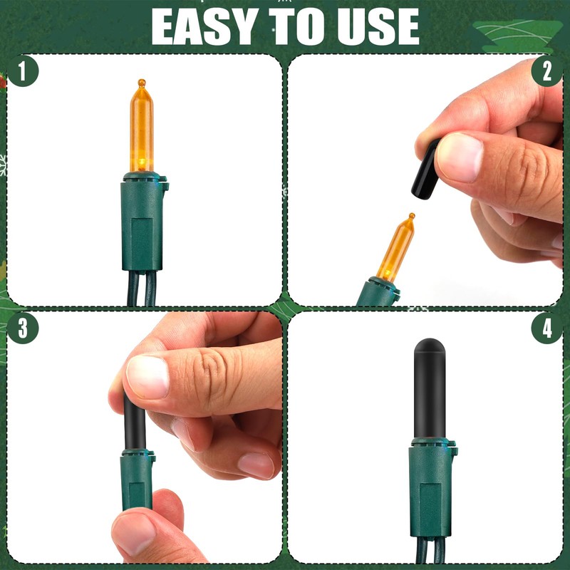 PEUTIER 200pcs No Glow Caps for String Lights, 5 x