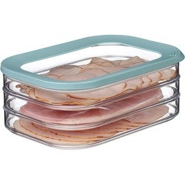 Mepal Modula 3-Ply Nordic Green Cold Meat Box - 1650 ml Fridge Food Box - For Storing Sausages and Meats - 3 Separate Storage Containers - Dishwasher Safe