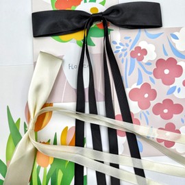 Tunbao 4Pcs Hair Bows for Women,Bowknot Hair Clips with Long Tail,Satin Hair Ribbon,Tassel Bowknot Hair Clips Hair Barrettes