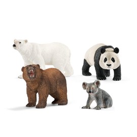 Schleich Wild Life - 4 PC Bear Figure Toy Playset - Realistic Panda, Koala, Grizzly and Polar Bear Figurine for Kids and Toddlers - Educational Animal Toys for Boys and Girls Ages 3+ - 77589