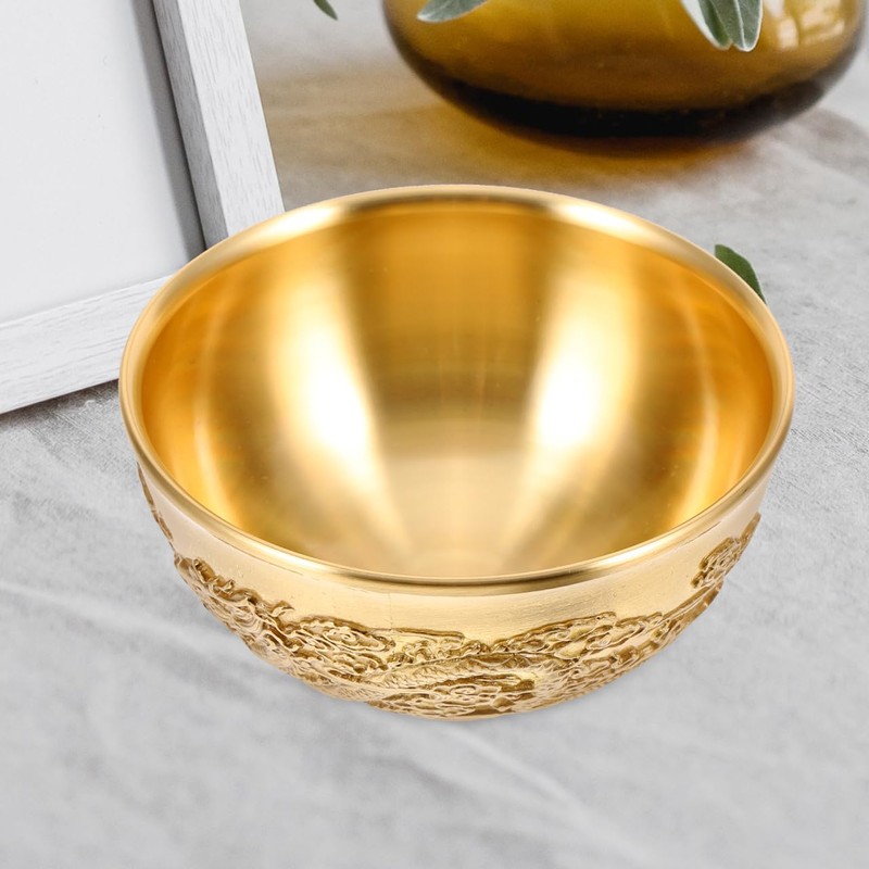 VOSAREA Brass Treasure Bowl Gold Decorative Tray Mixing Bowls Plate