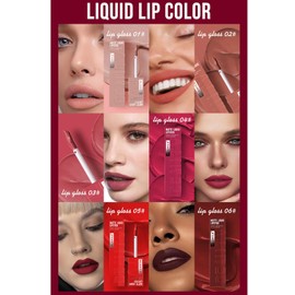 SWETIYOU Matte Liquid Lipstick Makeup Set, 3Pcs Long Lasting Smudge Proof Lip Gloss Set, High Pigmented Velvety Nude Red Lip Stain Lip Makeup Gift Sets for Girls and Women