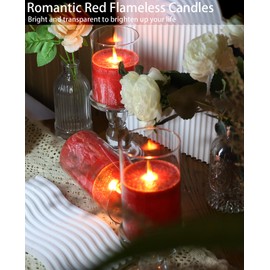 ACROSS Red Flameless Candles with Remote Control, Battery Operated Candles LED Pillar Fake Candle with Timer, 4'' 5'' 6'' Candles Set of 3 Pack.