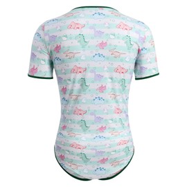 Men's One Piece Pyjamas Short Sleeve Cute Print Romper Pajamas Bodysuit Leotard Nightwear Sleepwear Tops Light Green L